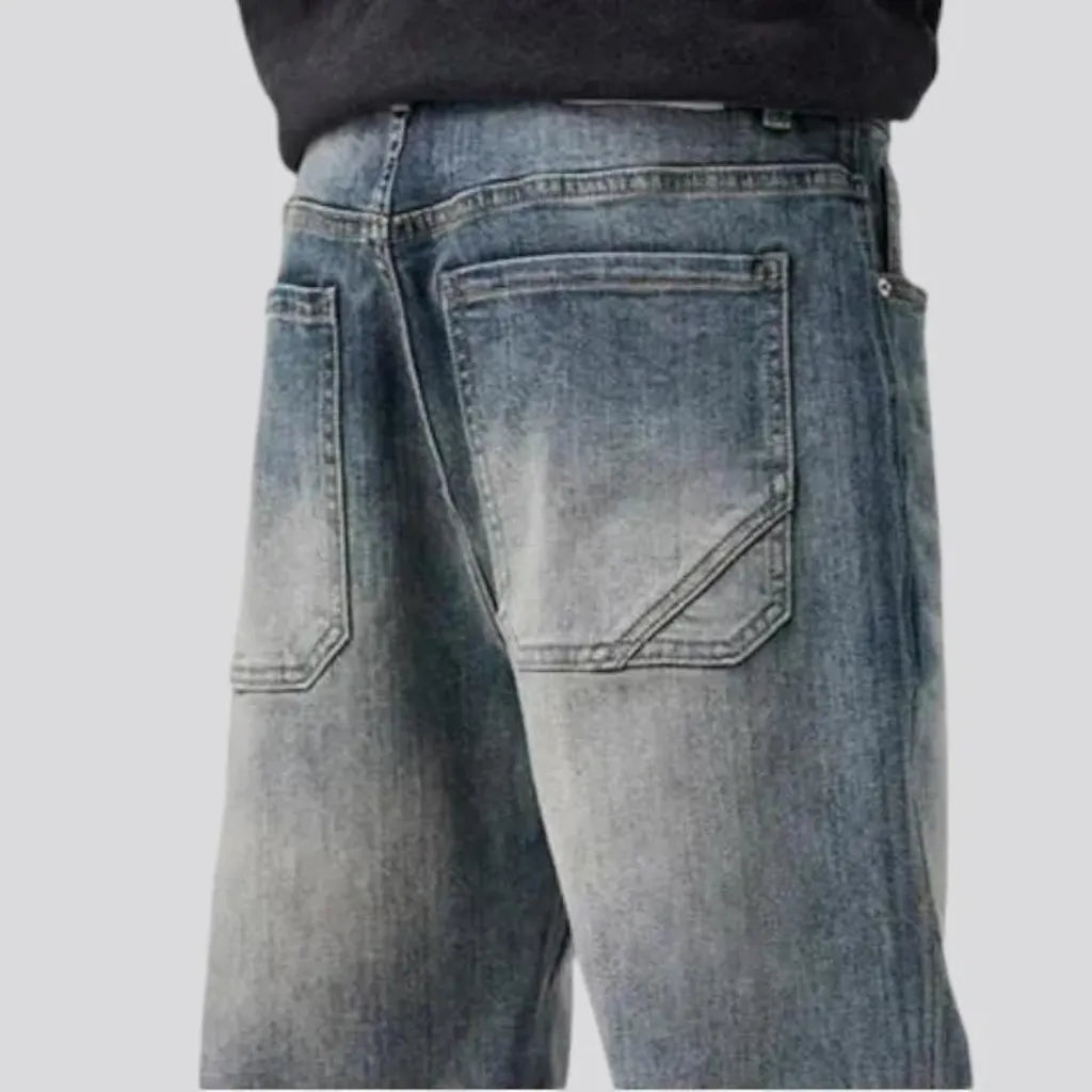 Creased mid rise fashion men's jeans