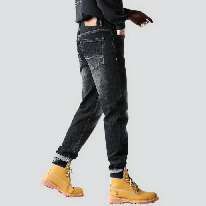 Black men's tapered jeans