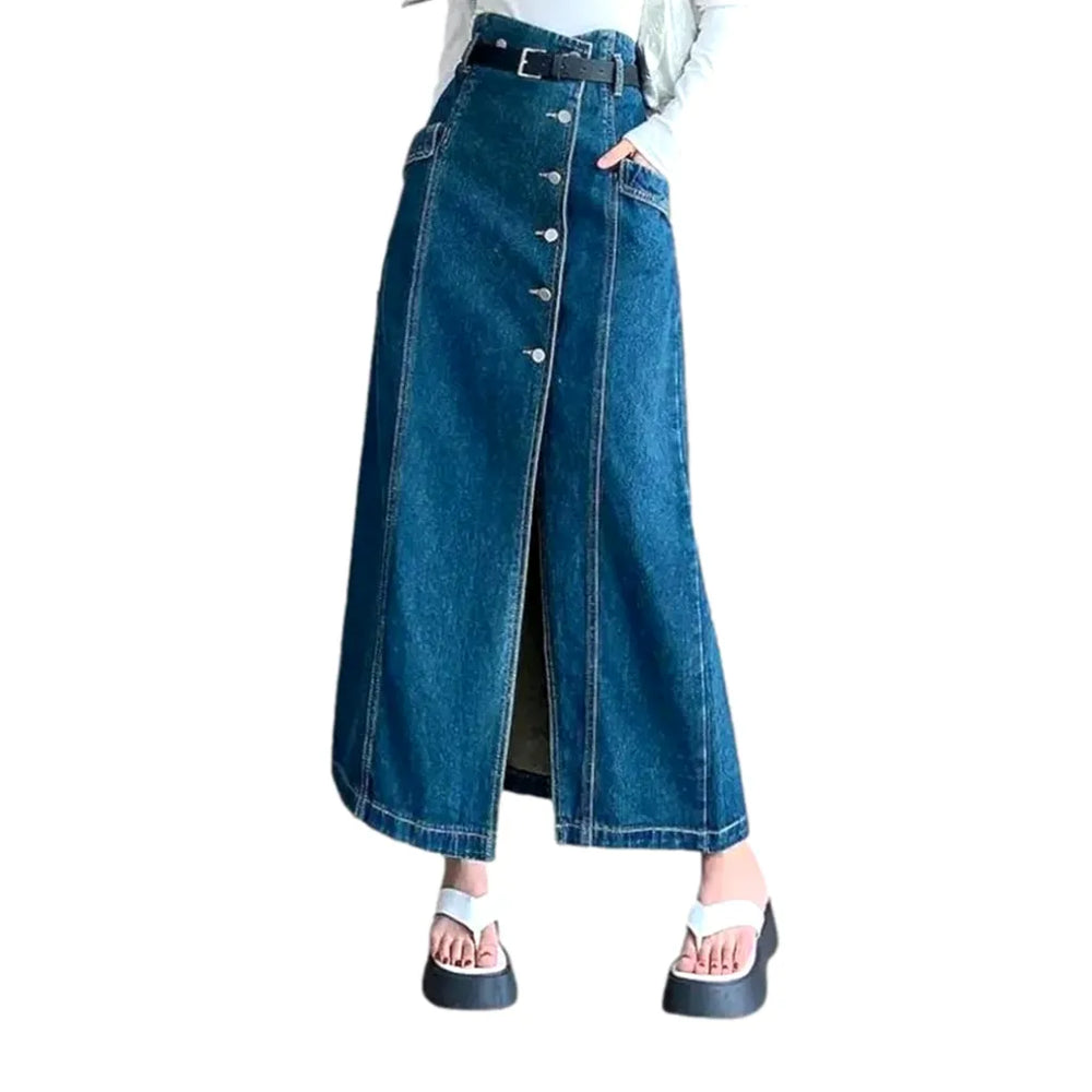 High Rise Stylish Denim Skirt - Blue