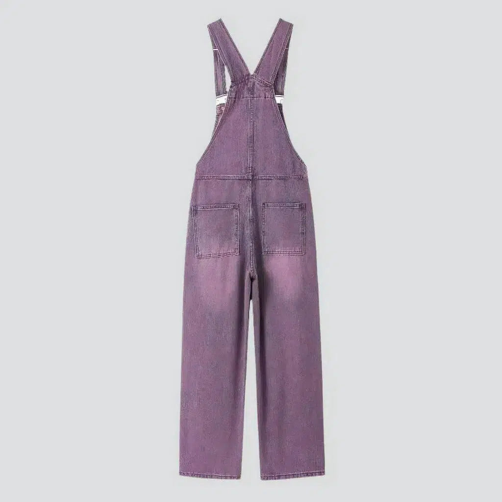 Violet whiskered denim jumpsuit