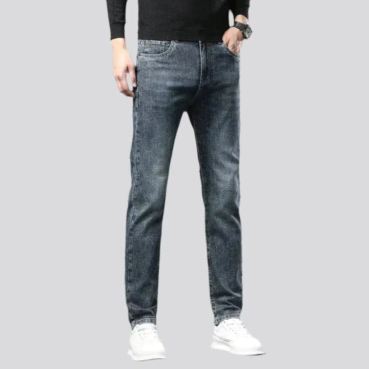 Dark men's fleece jeans