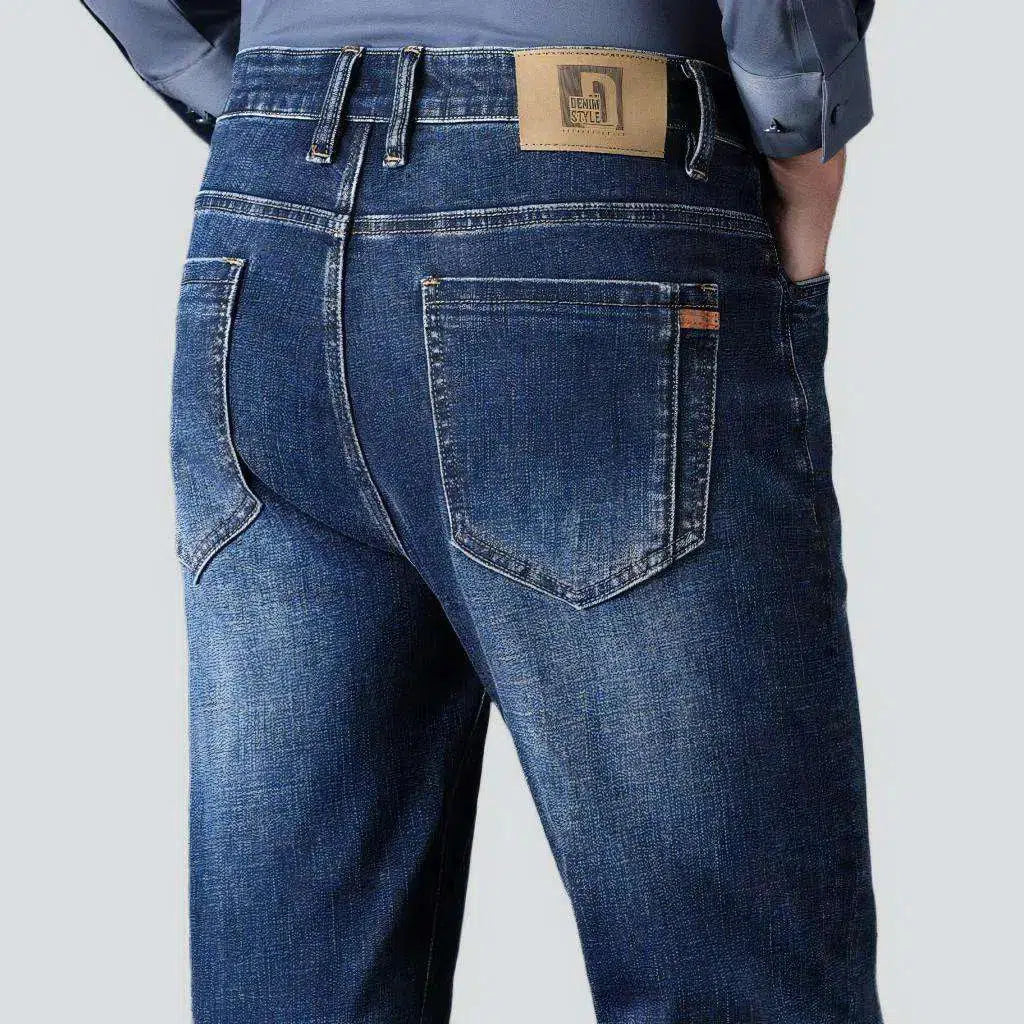 High-waist whiskered jeans
 for men