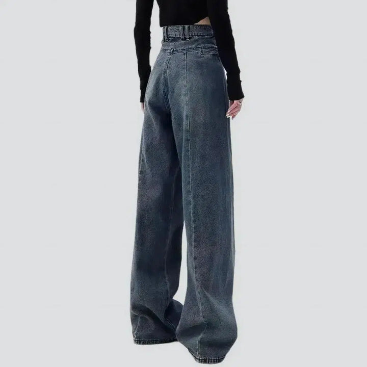 High-waist dark-wash jeans
 for women