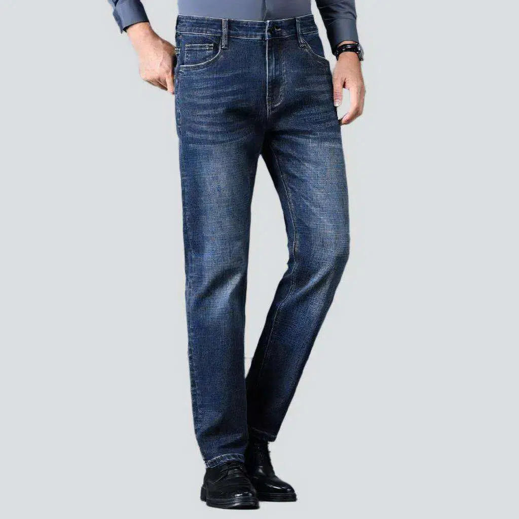 High-waist whiskered jeans
 for men