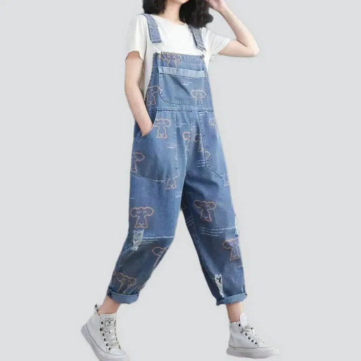 Trendy baggy painted jeans dungaree for ladies