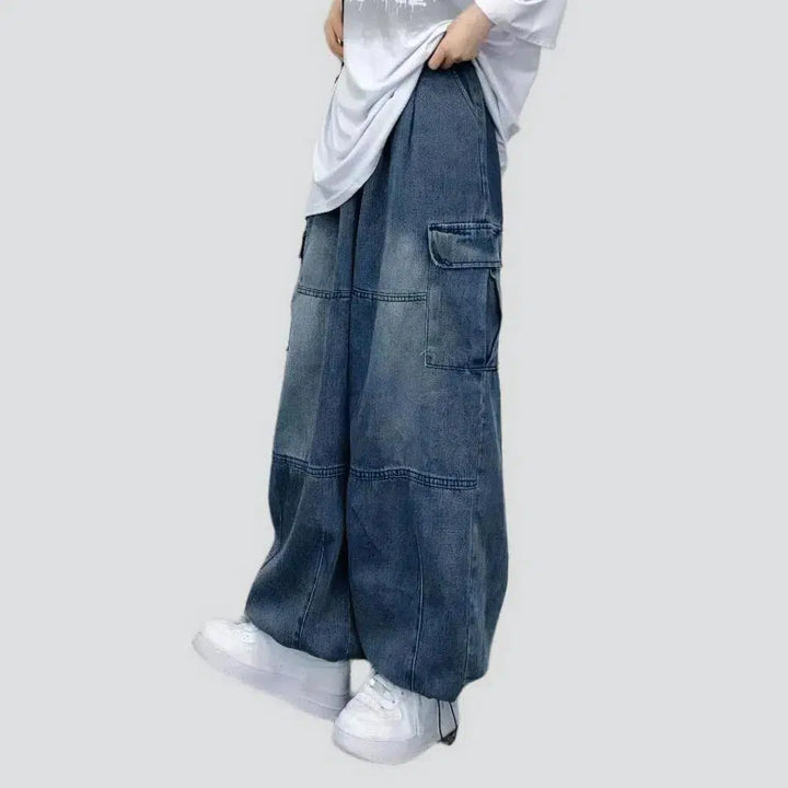 Patchwork stitching baggy jeans
 for men