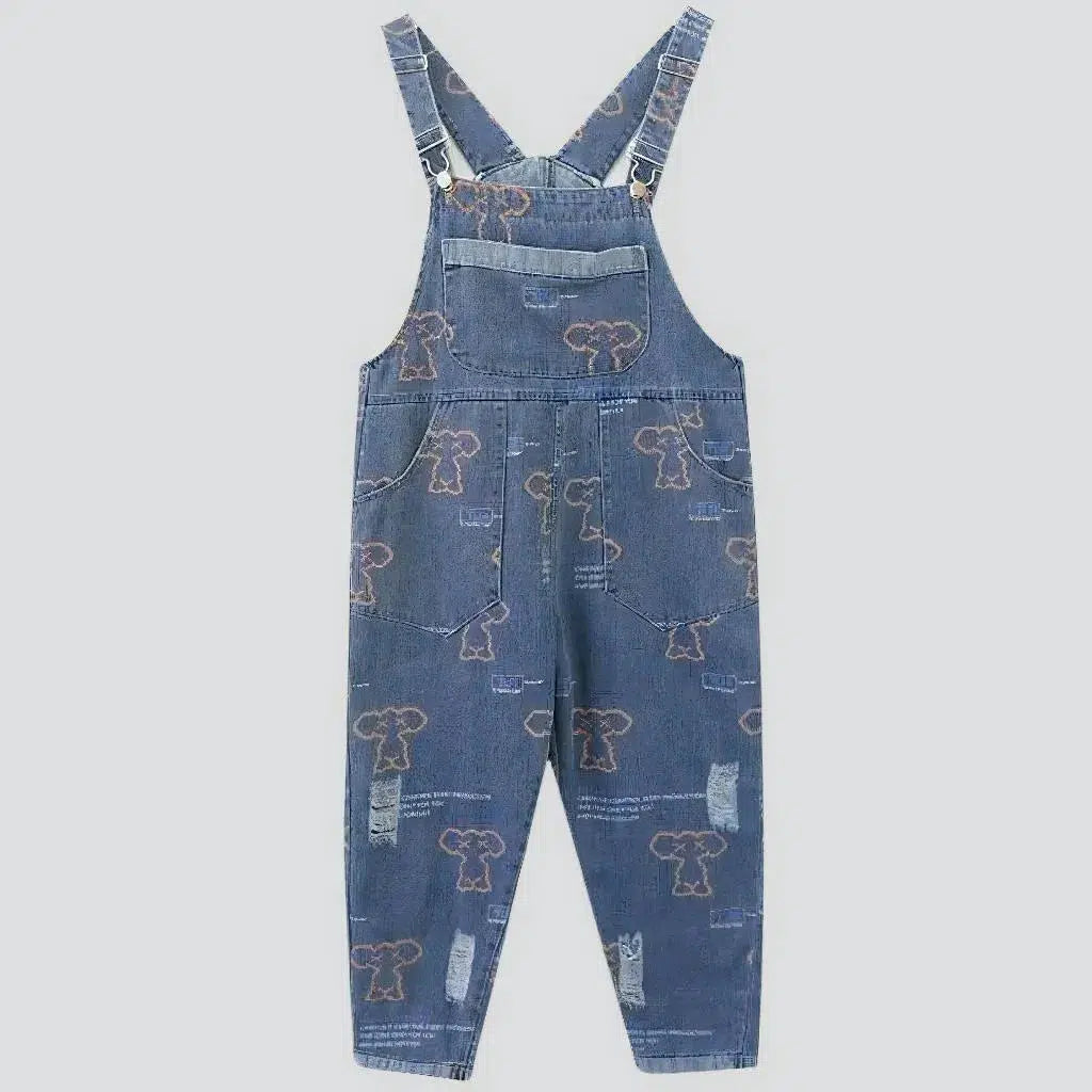 Trendy baggy painted jeans dungaree for ladies