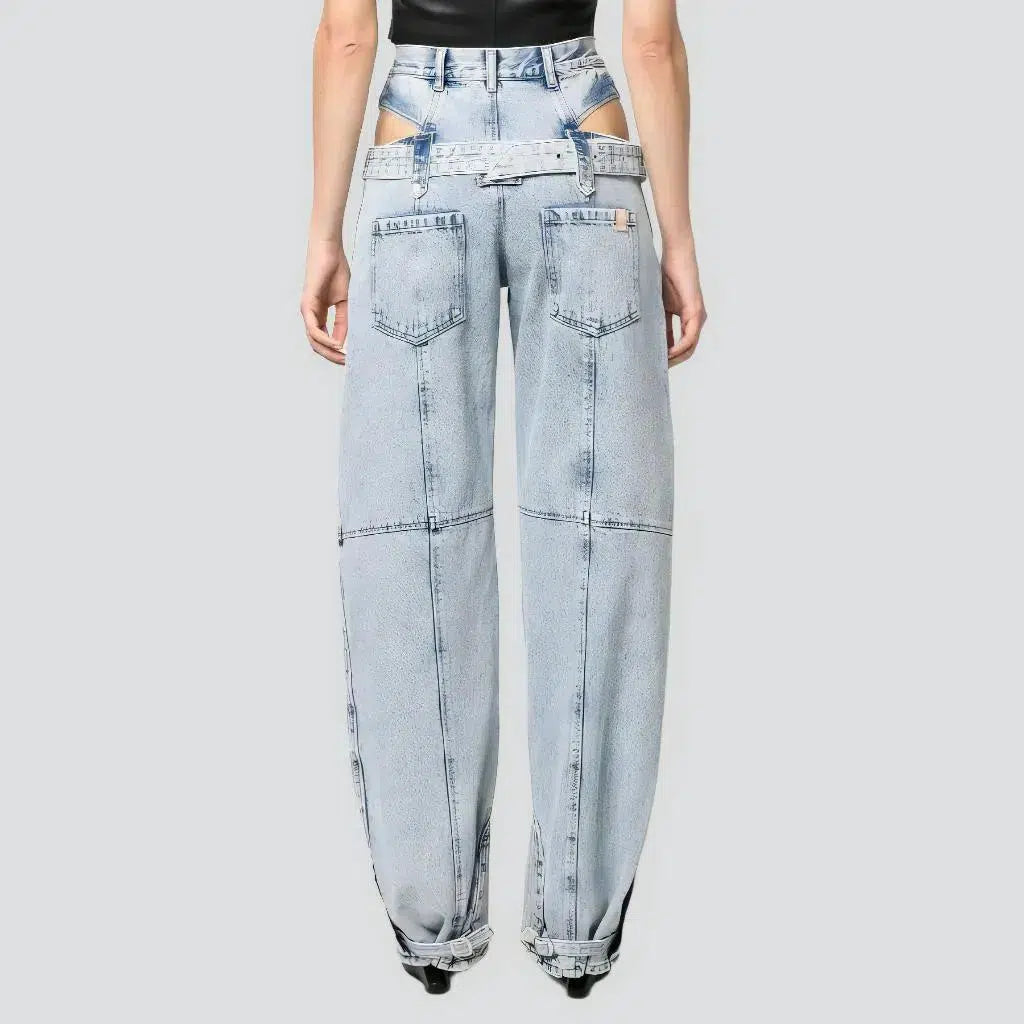 High-waist women's cutout jeans