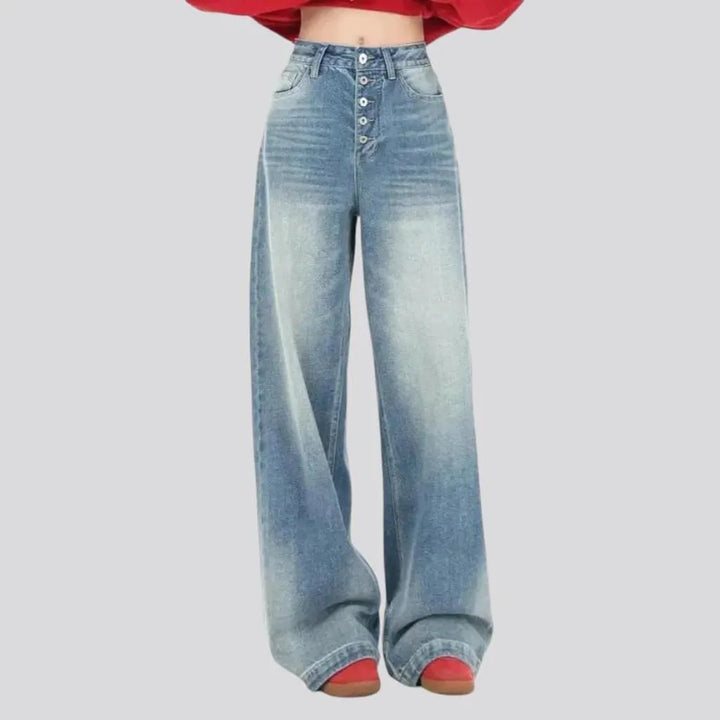 Fashionable high-rise baggy women's jeans