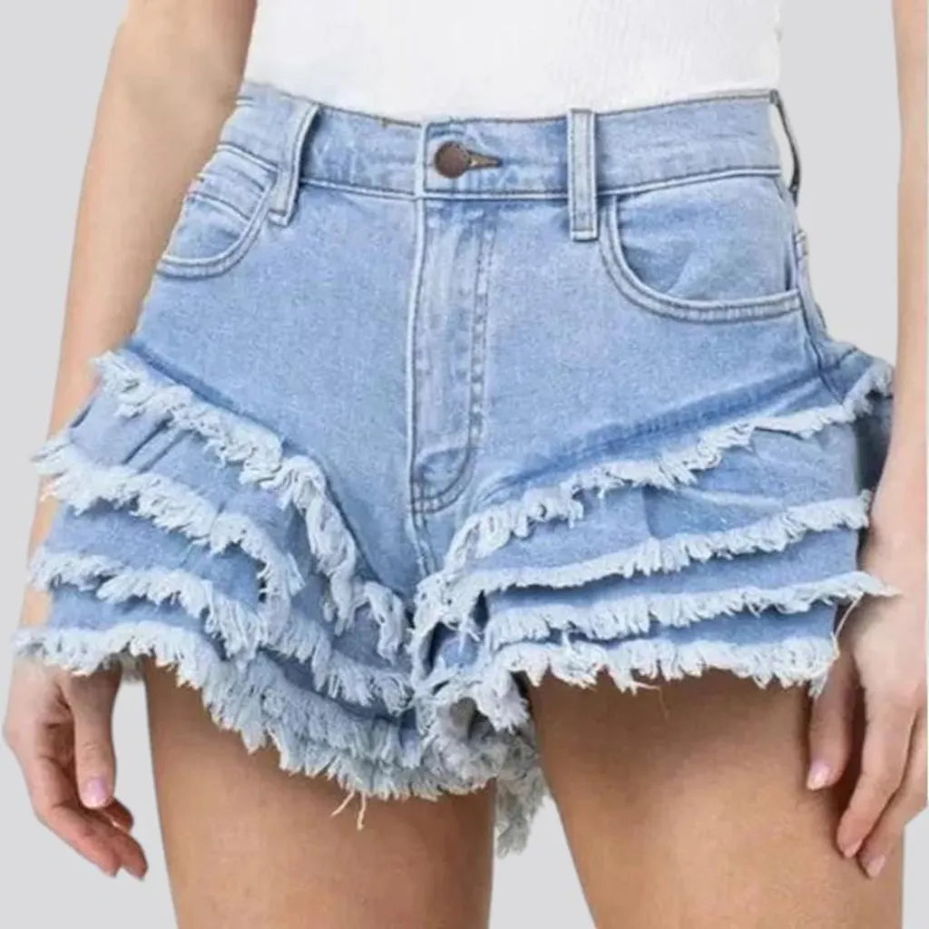 Wide-leg women's denim shorts