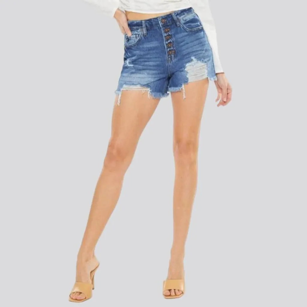 Sanded jean shorts
 for ladies