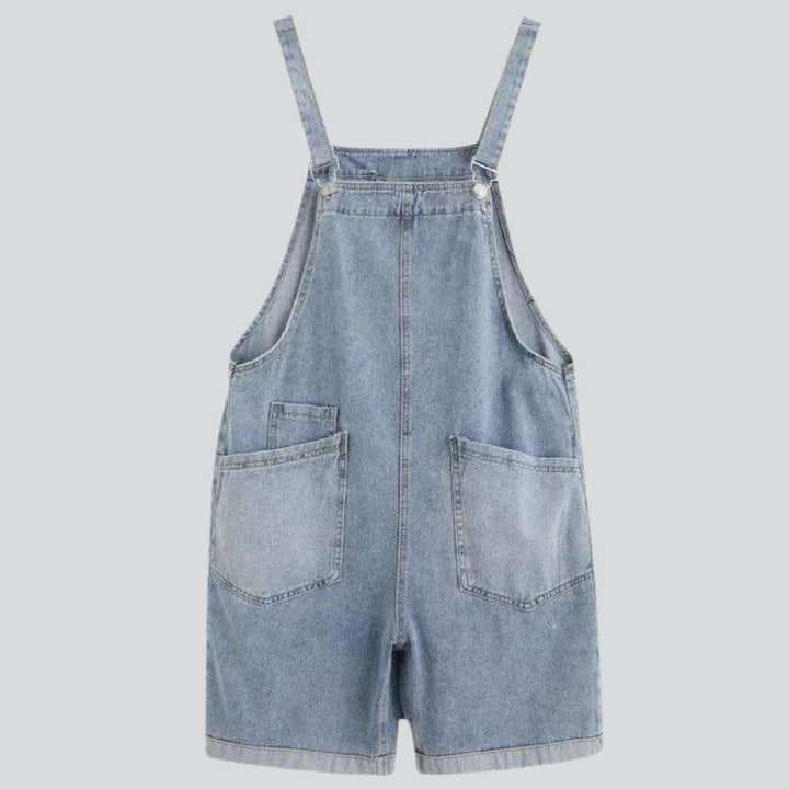 Roomy large pocket denim romper