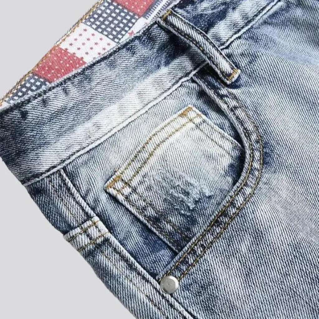 Sanded mid-waist jeans shorts for men