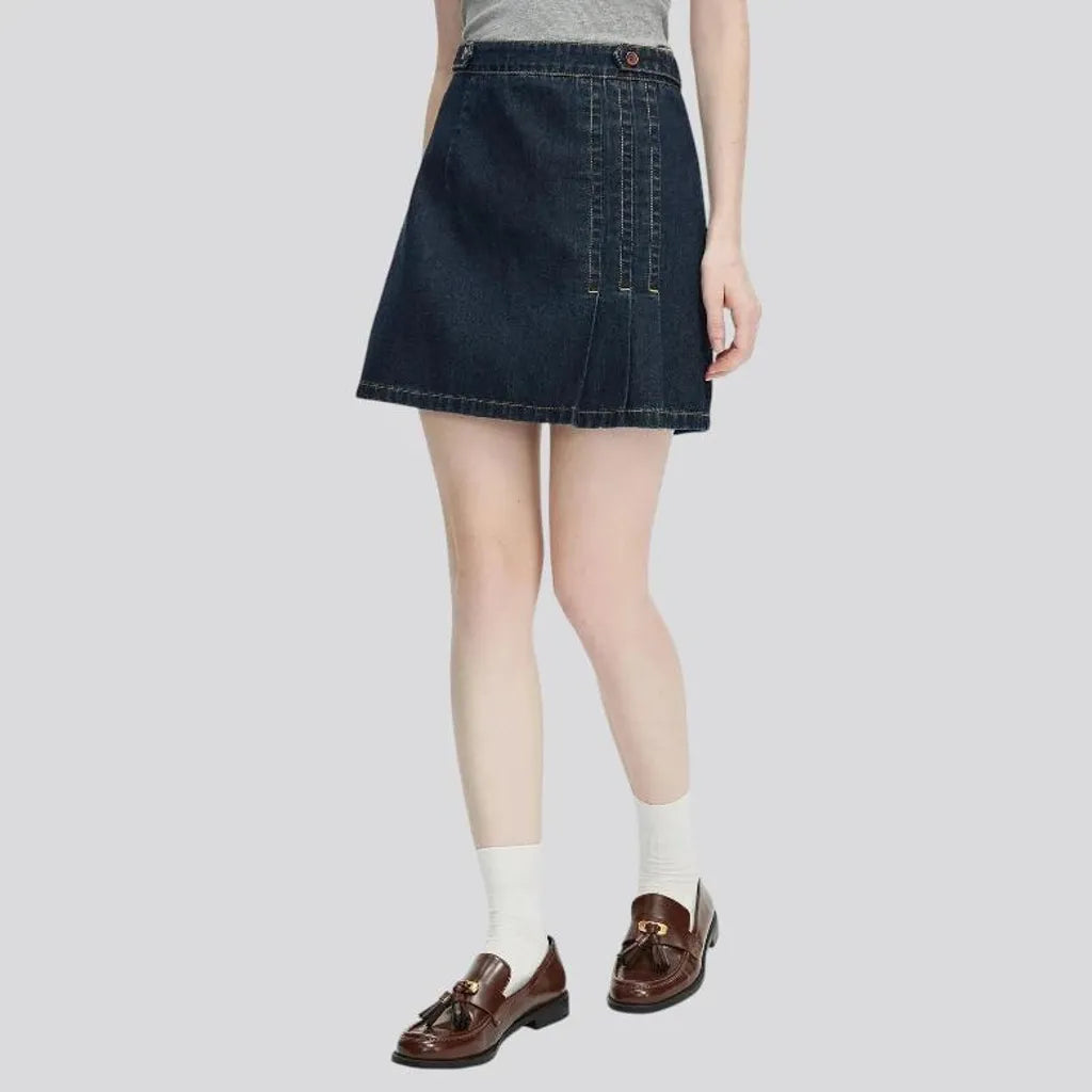 Dark denim casual high-rise jeans skirt