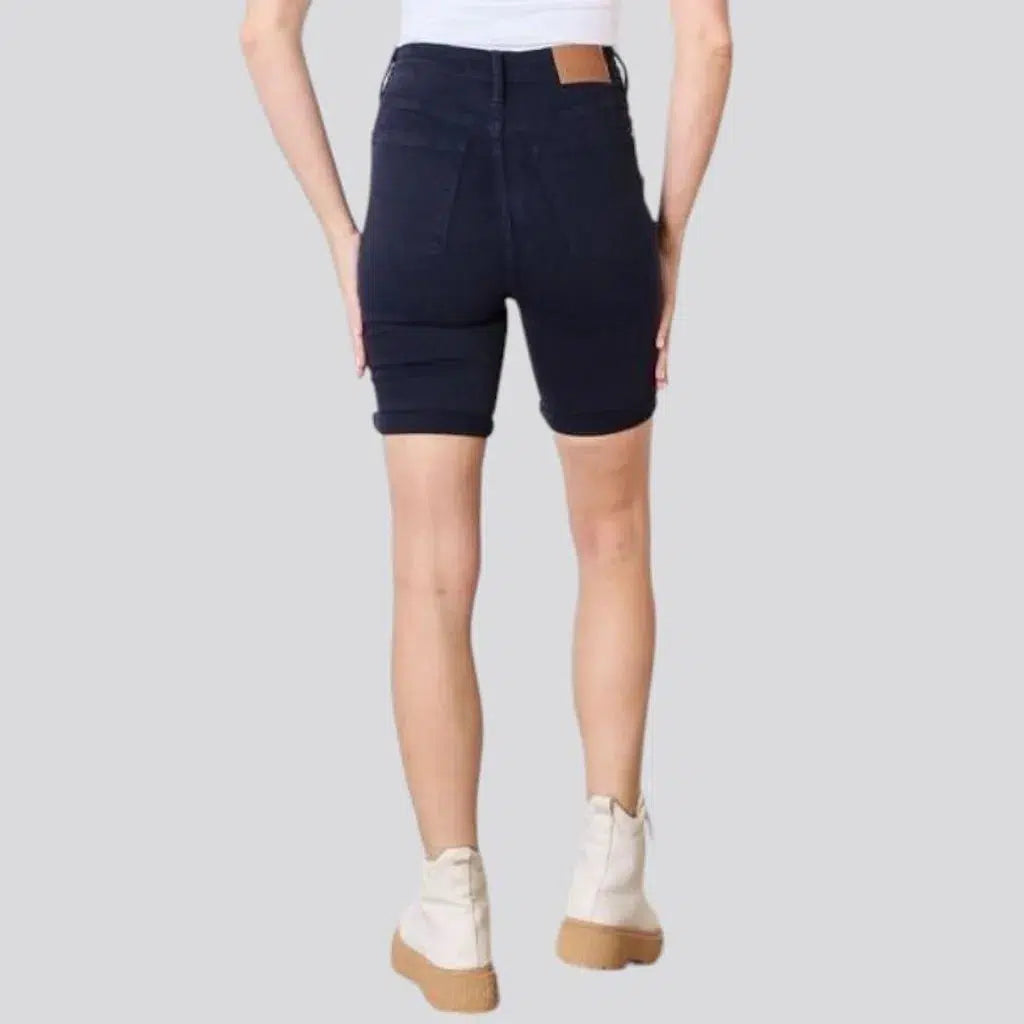 Navy monochrome jean shorts
 for women