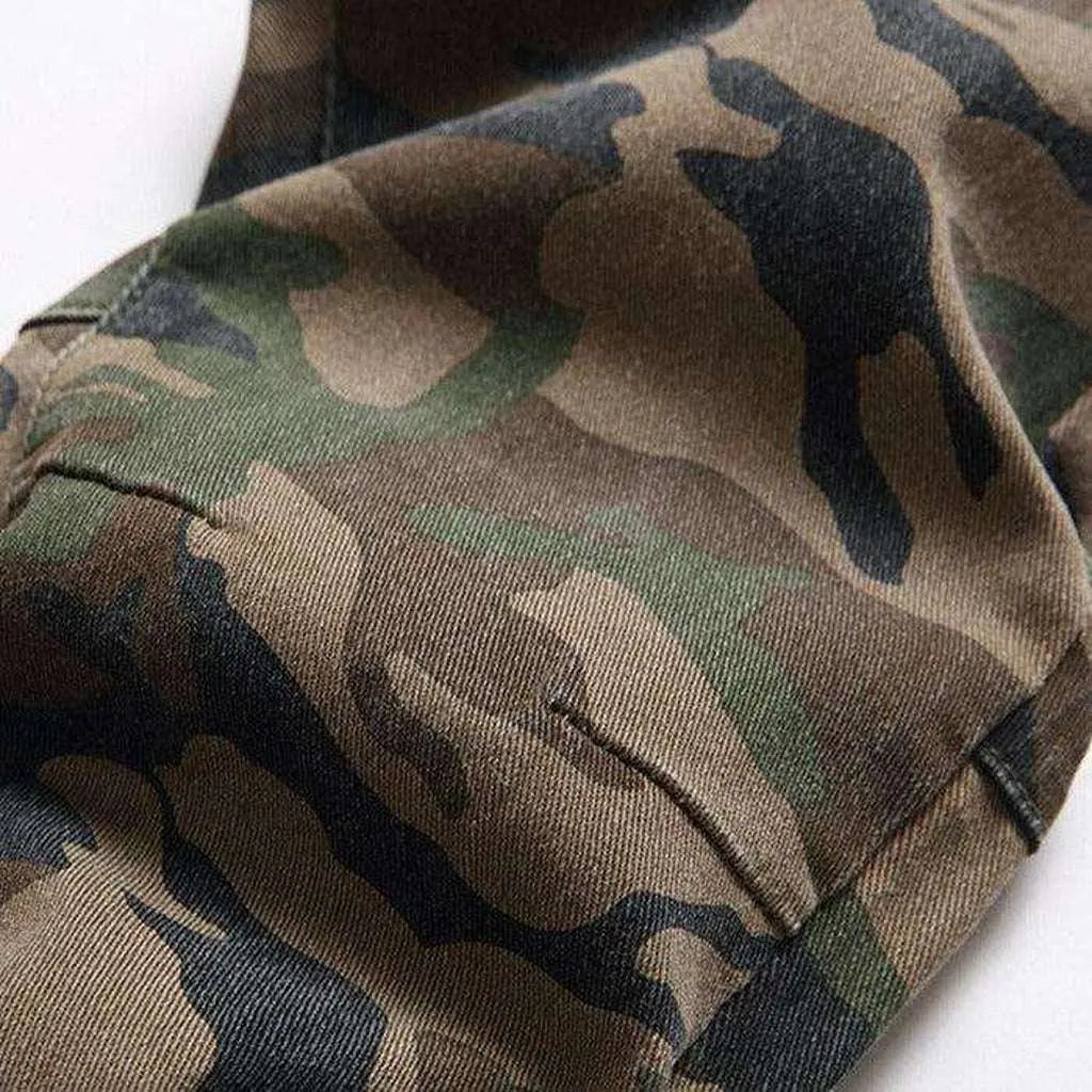 Camouflage print men's denim pants