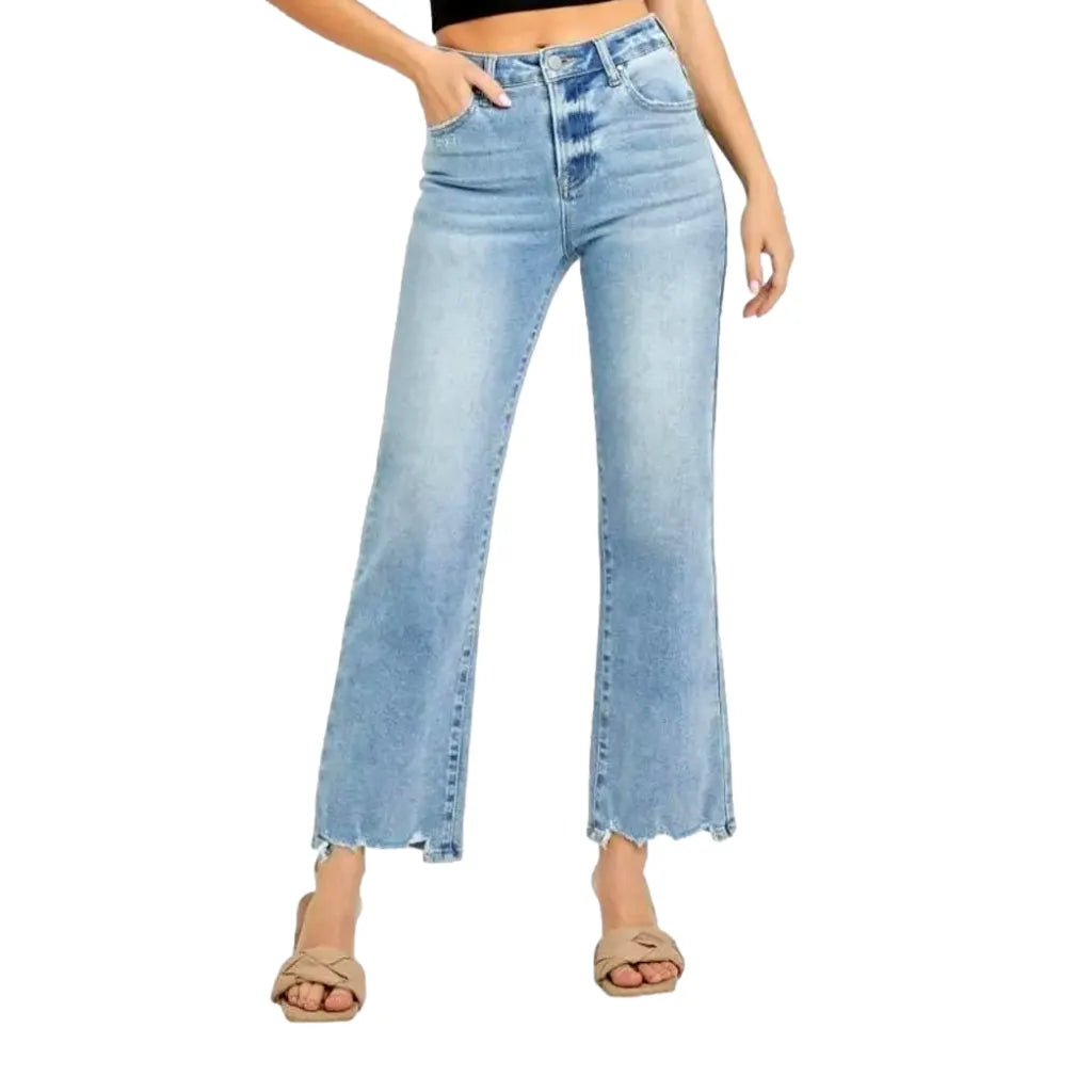 Retro Light Wash Jeans for Ladies - Light Blue