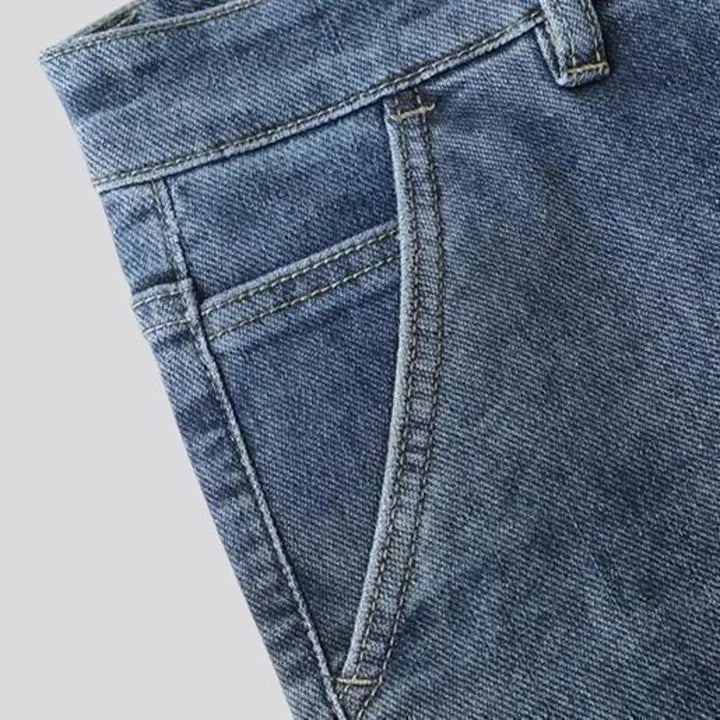 Vintage straight-cut elastic men's jeans