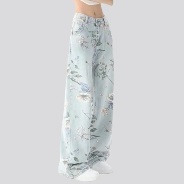 Floral-print women's jeans