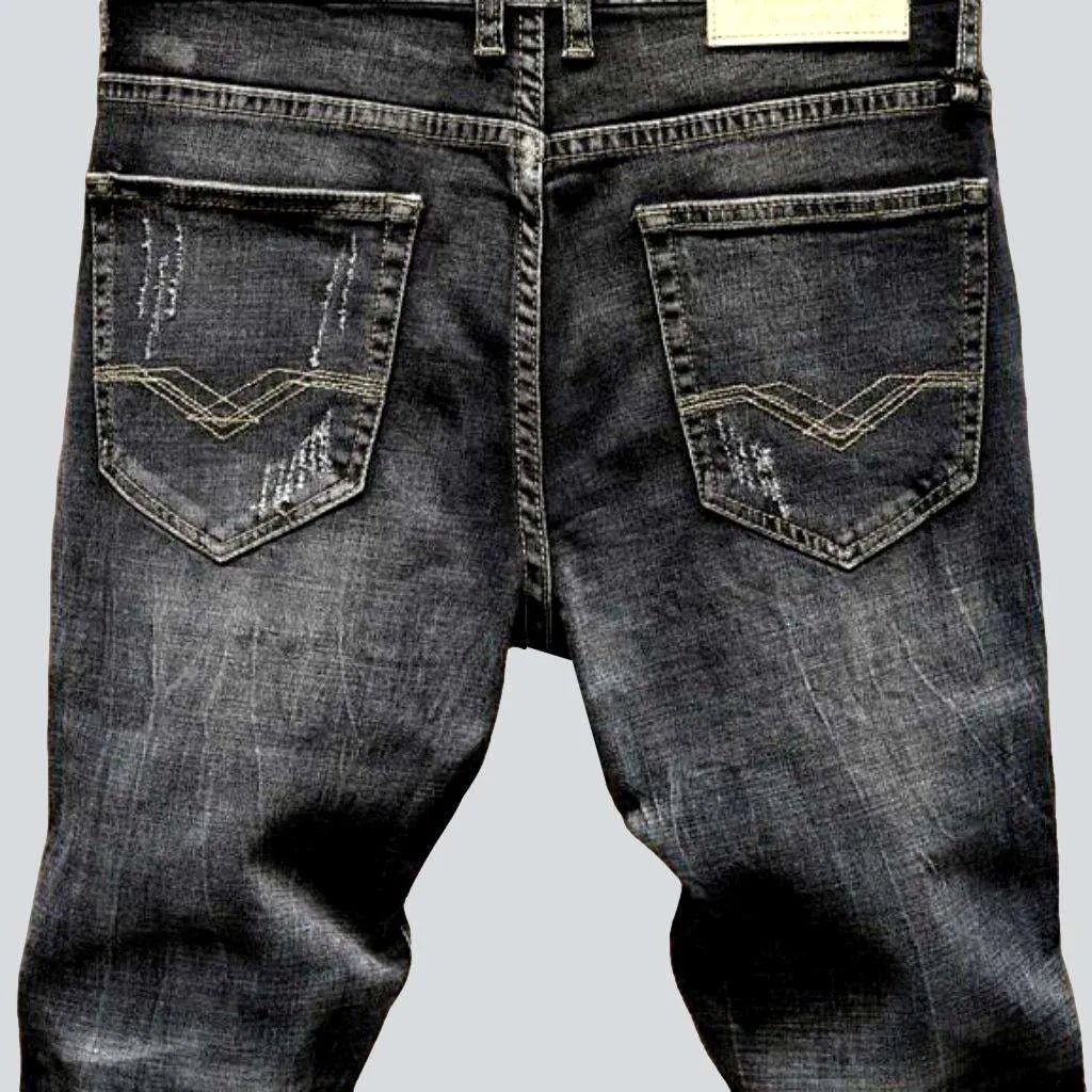 Dark grey torn men's jeans