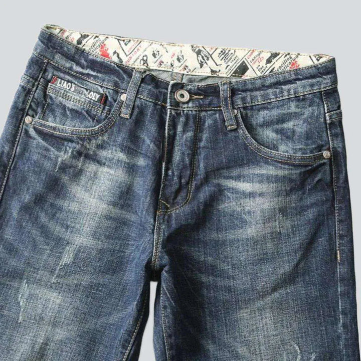 Printed pockets vintage men's jeans