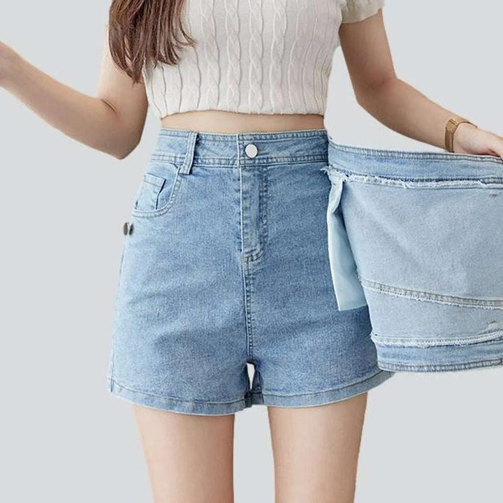 Asymmetric mini women's denim skort