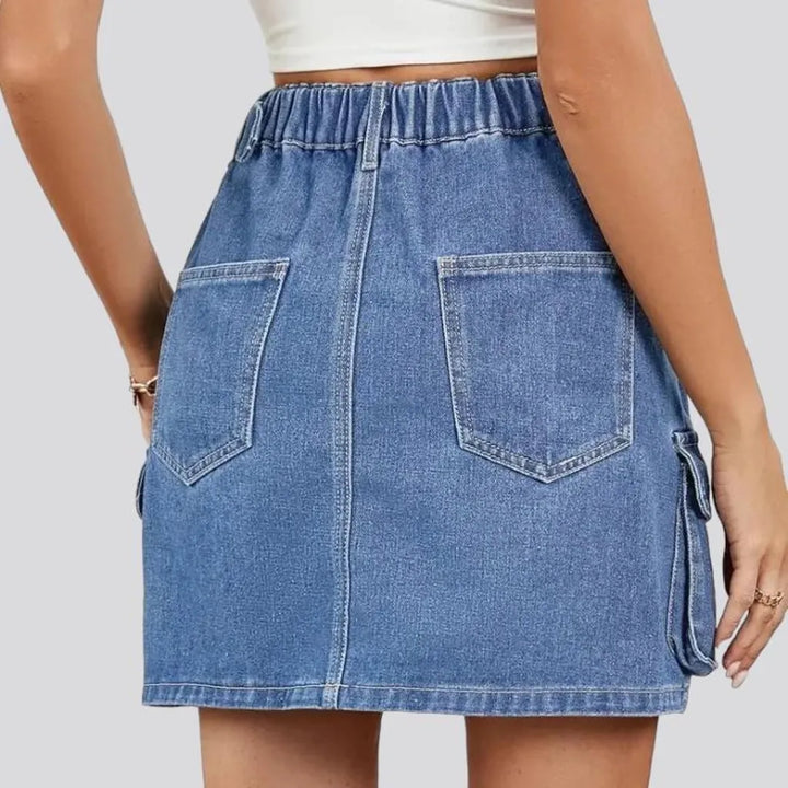 Mini high-waist women's denim skirt