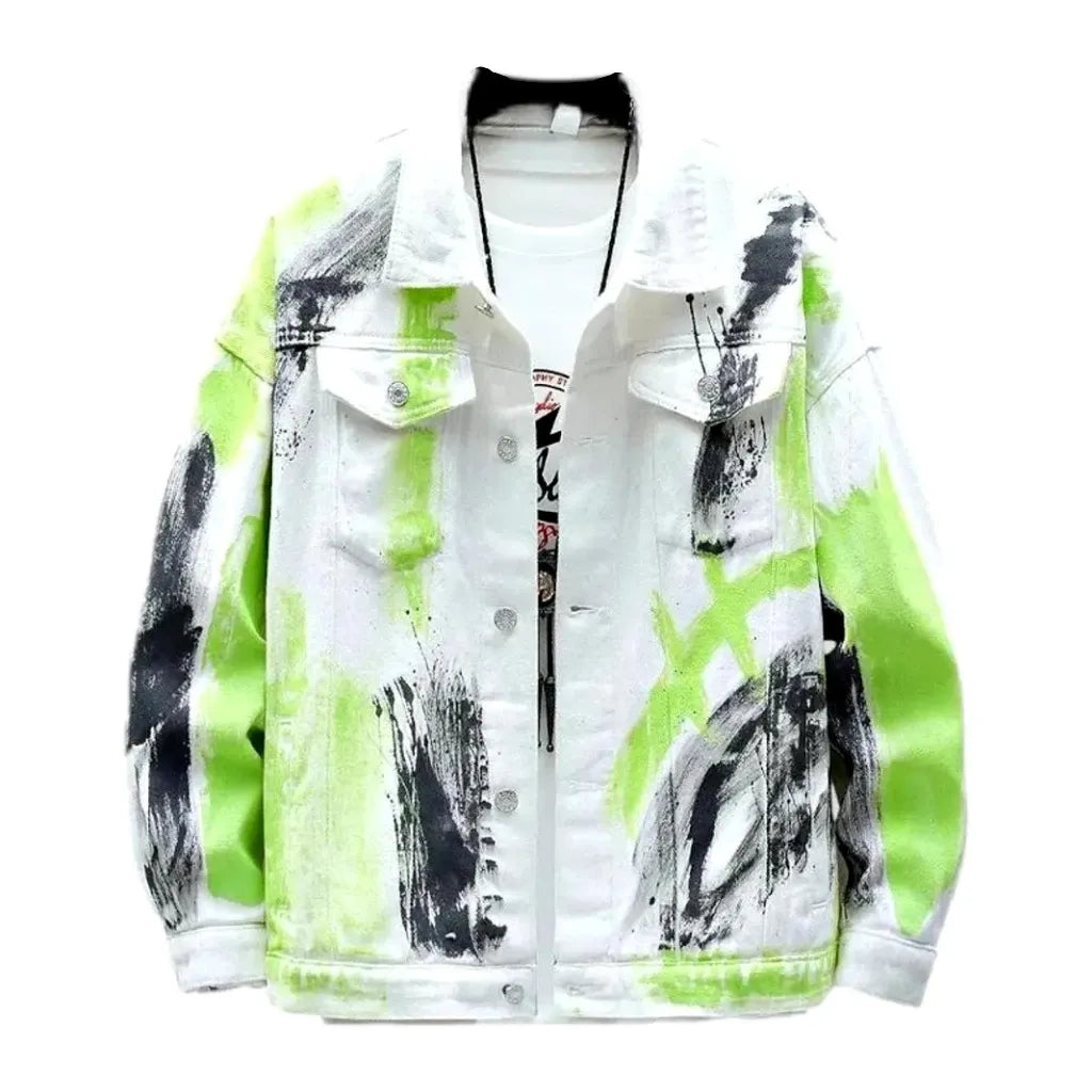 Painted oversized street men's denim jacket