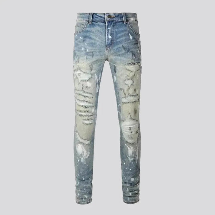 Grunge men's sanded jeans