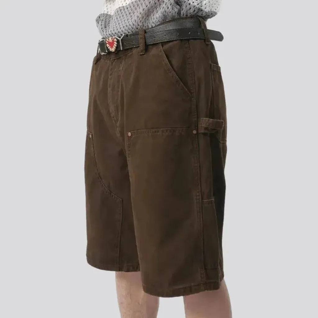 Brown high-waist men's jeans shorts