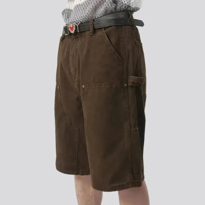 Brown high-waist men's jeans shorts