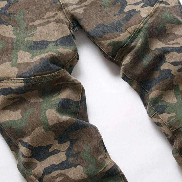 Camouflage print men's denim pants