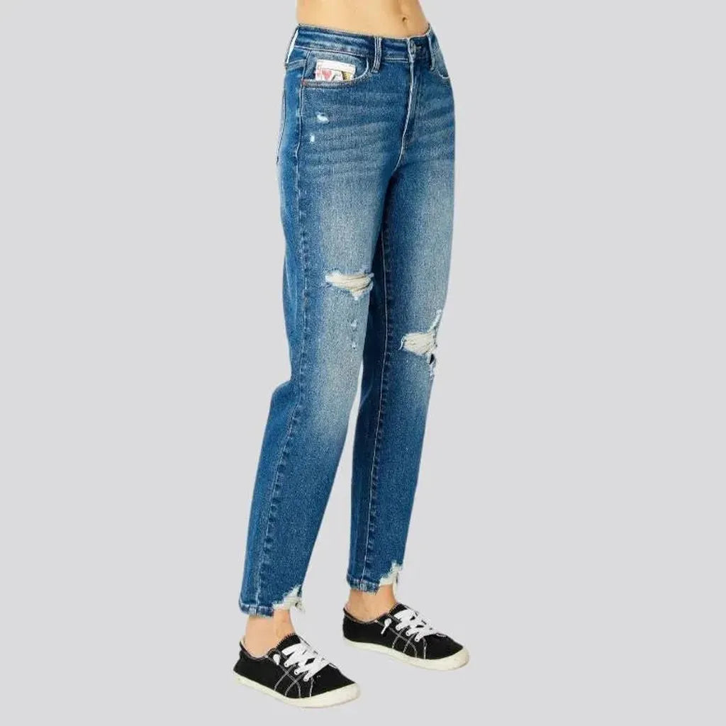 Sanded mom jeans
 for ladies