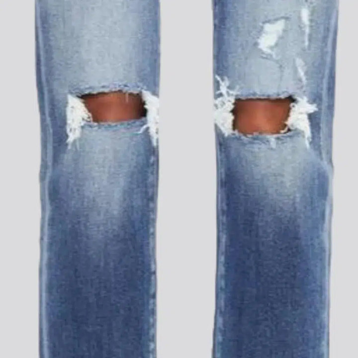 Mid-waist rolled-hem jeans for ladies