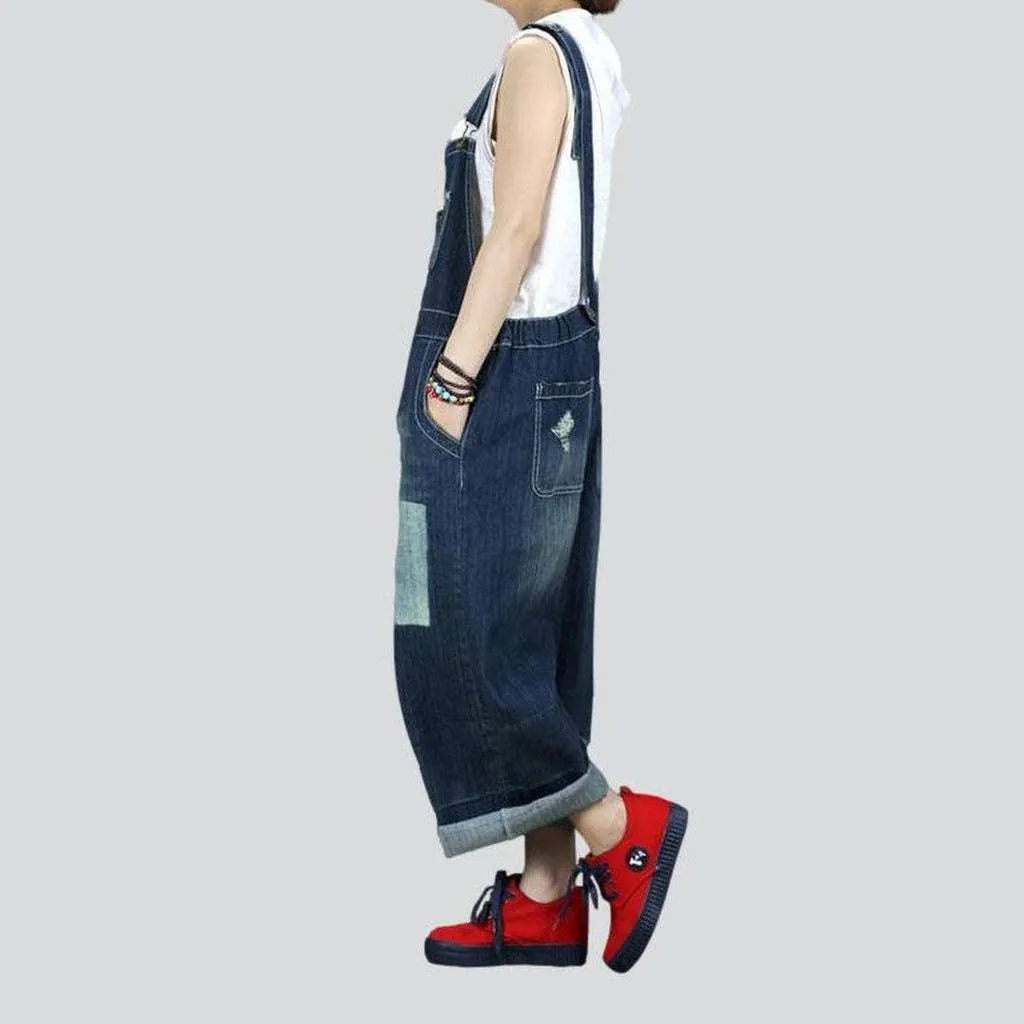 Street style denim dungaree for women