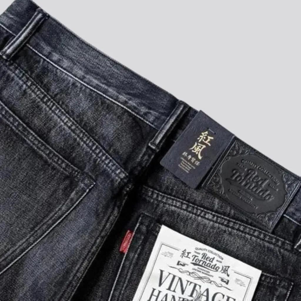 Stonewashed men's self-edge jeans