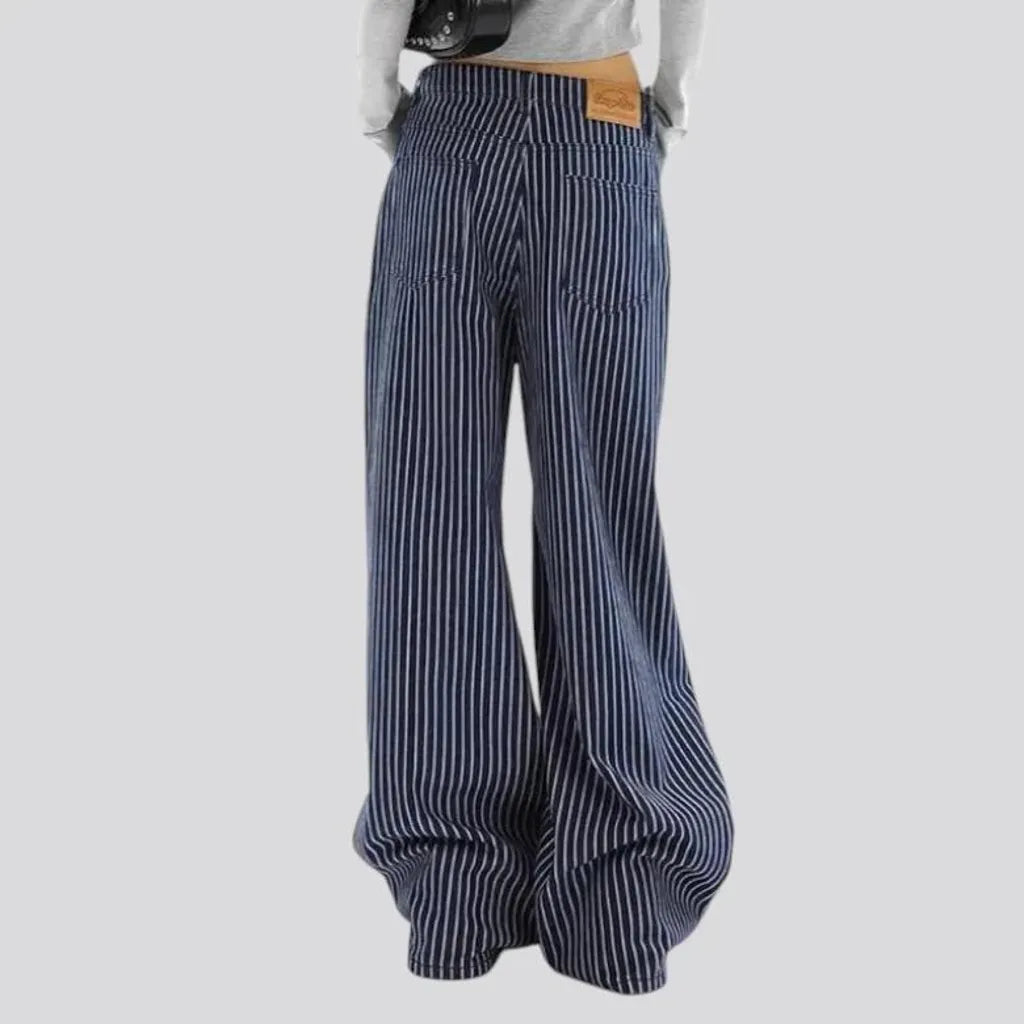 Fashionable striped women's jeans pants