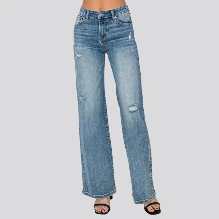 Wide-leg women's mid-waist jeans