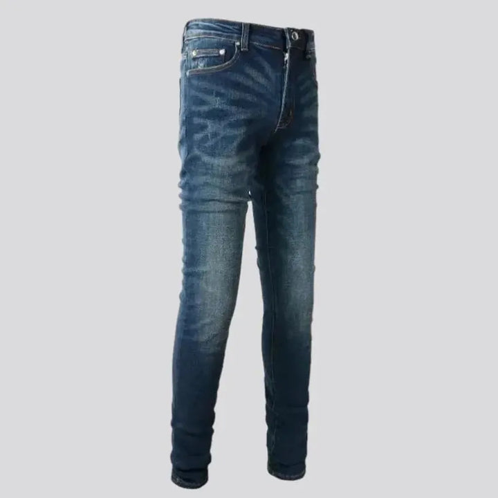 Dark-wash men's casual jeans