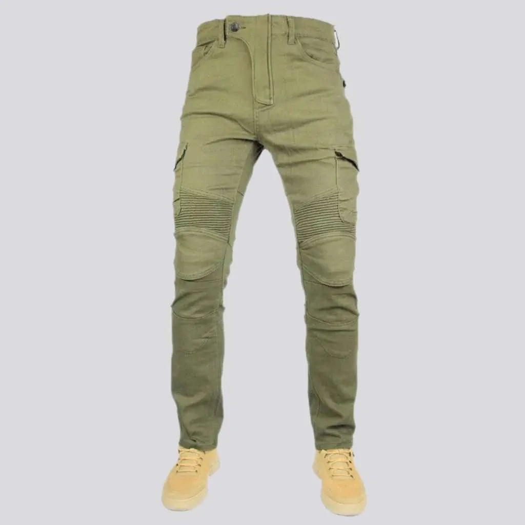 Cargo slim biker denim pants