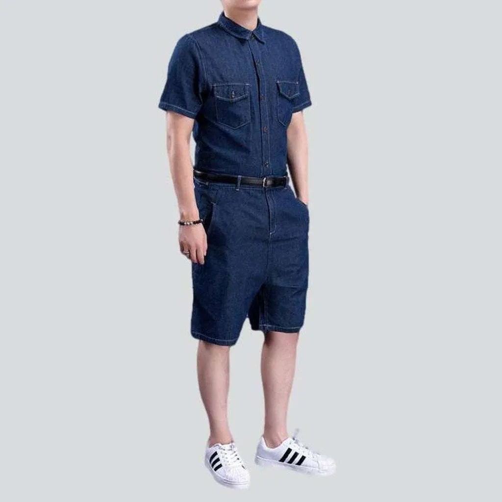 Casual men's denim overall shorts