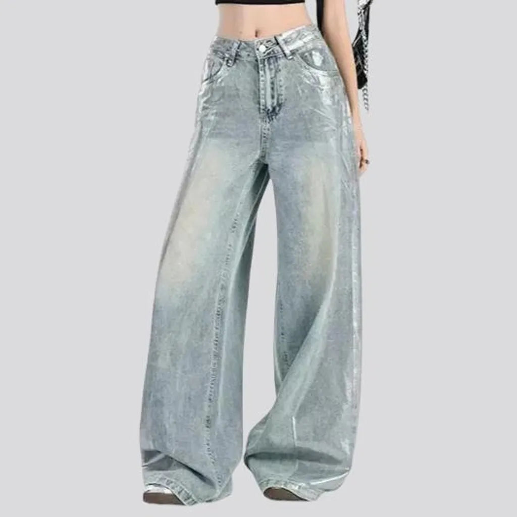 Boho style light women's jeans