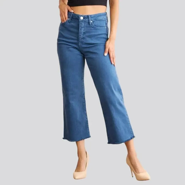 Raw-hem women's straight jeans