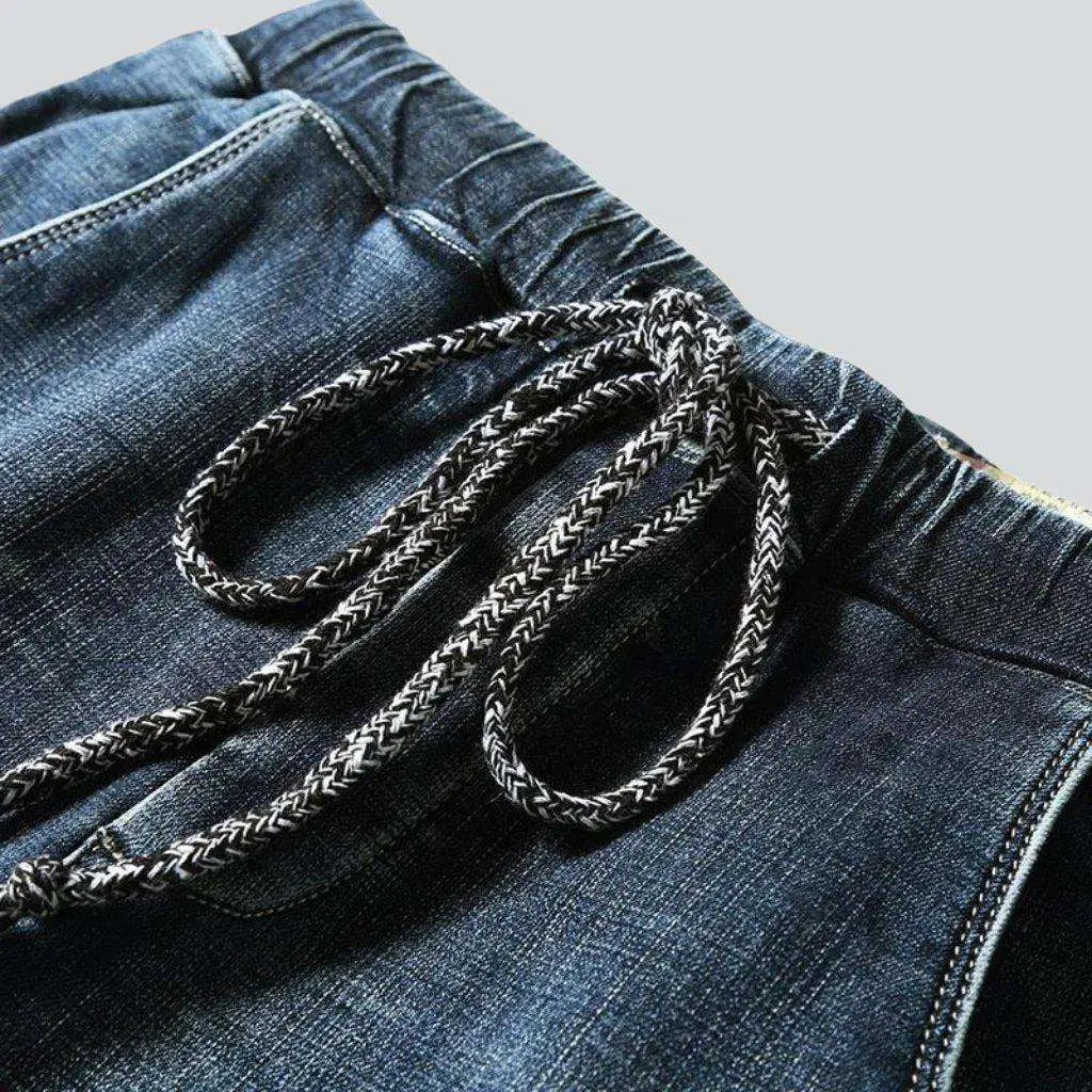 Stonewashed winter men's denim joggers