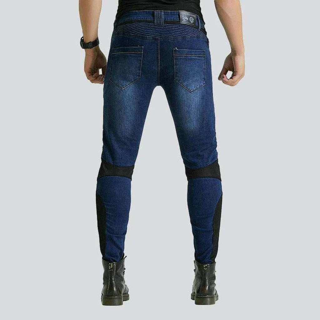 Biker jeans with breathable mesh