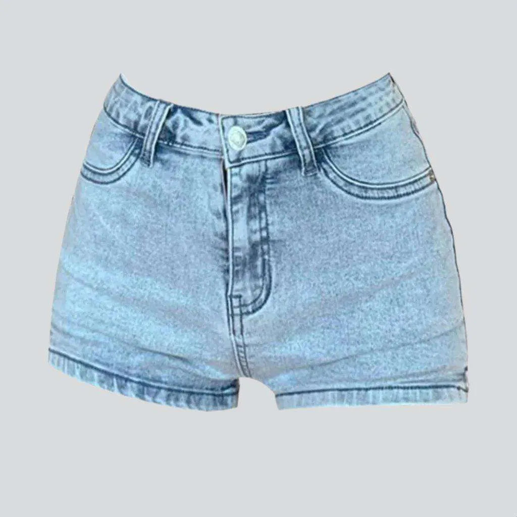 Heart embroidery women's denim shorts