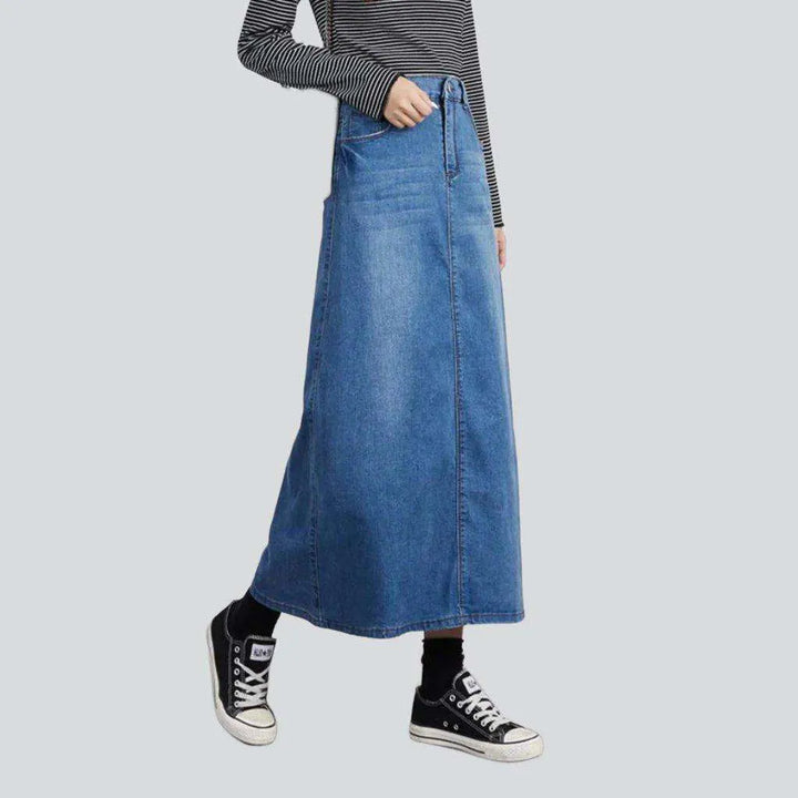 Rubber waistband casual denim skirt