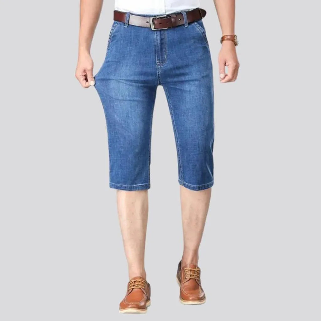 Straight sanded jeans shorts