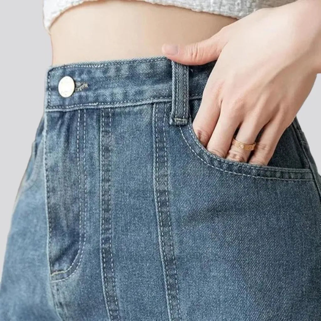 Long sanded women's jeans skirt