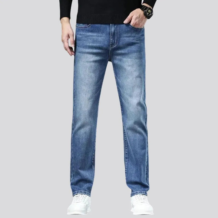 Casual style elastic high rise men's jeans